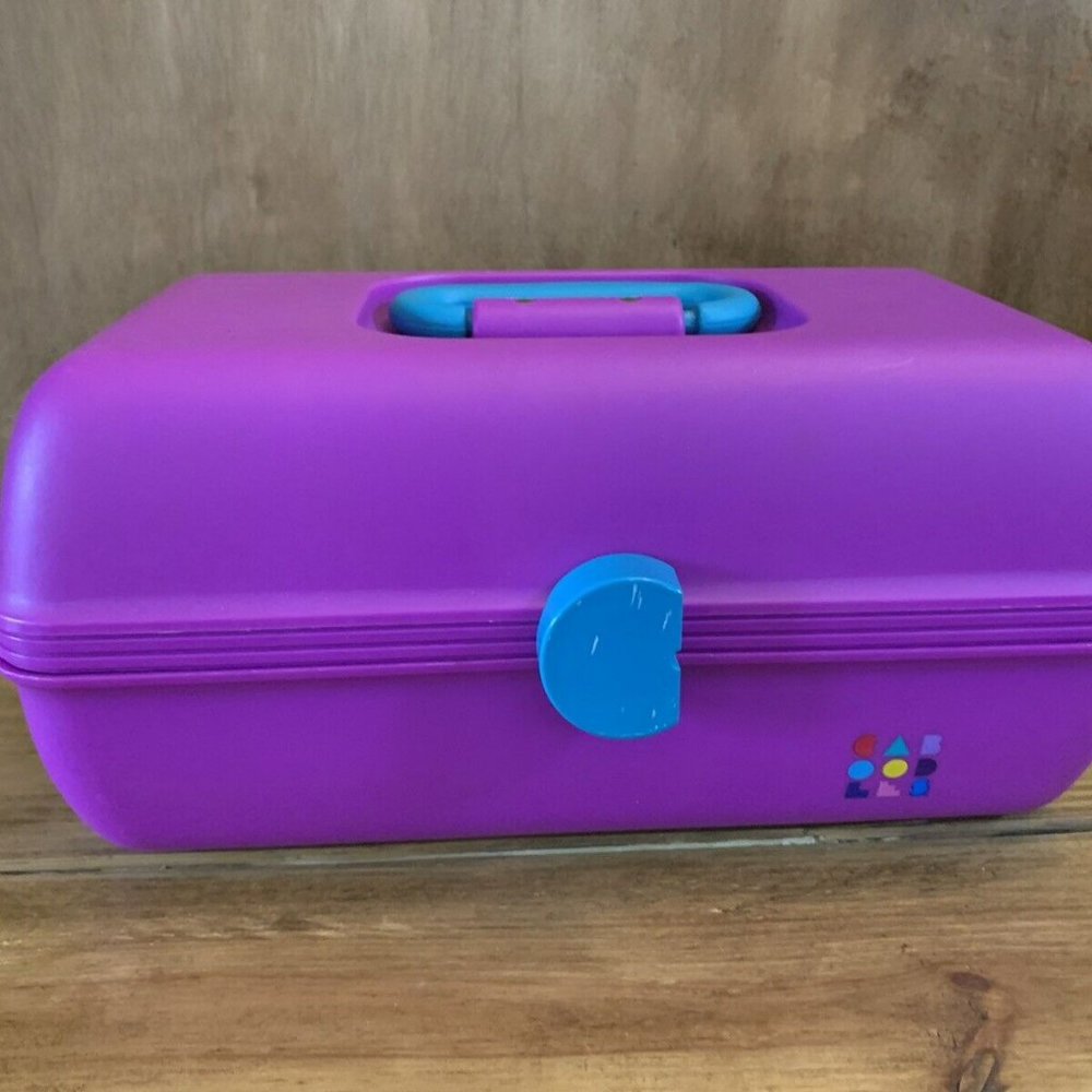 Caboodles Purple Pink Teal w/Mirror Makeup Cosmetic Travel Case #2622